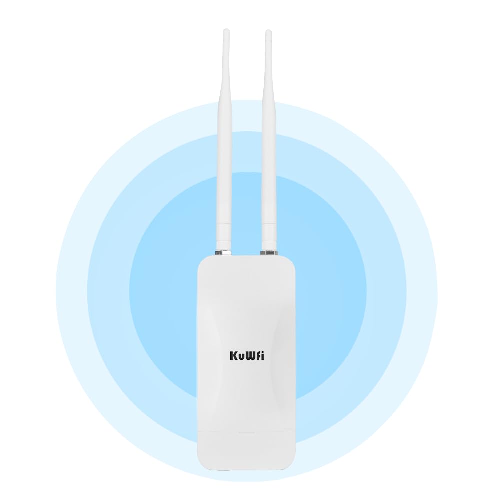KuWFi Outdoor Dualband WiFi Access Point - AC1200 Long Range Extender With 2.4GHz+5GHz, 200M Coverage Network Booster for Campus, Parks