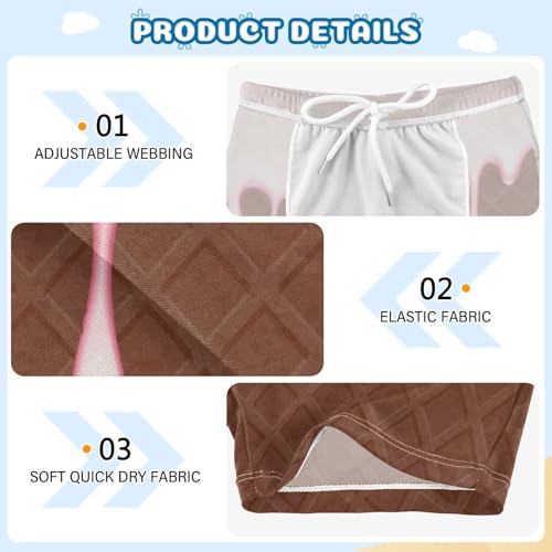 Boys Swim Trunks Quick Dry Bathing Suit Brown Wafer Flowing Ice Cream Toddler Swim Shorts Boardshorts 3-103