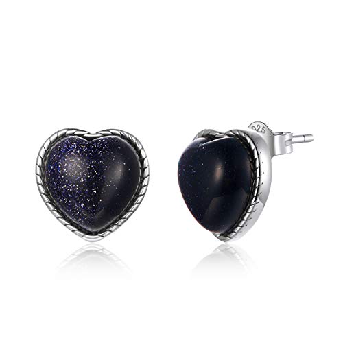 Boucles d'oreilles étoile argent 925 clou cœur bleu pour vos soirées branchées