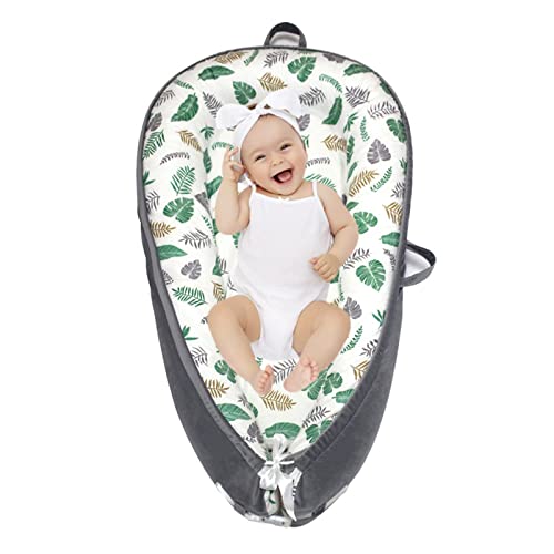 Image of Baby Lounger for Newborn,Vohunt Co-Sleeper for Baby in Bed with Handles,100% Cotton Newborn Lounger Adjustable Size & Strong Zipper Lengthen Space to 3 Tears Old(Tropical Rainforest)