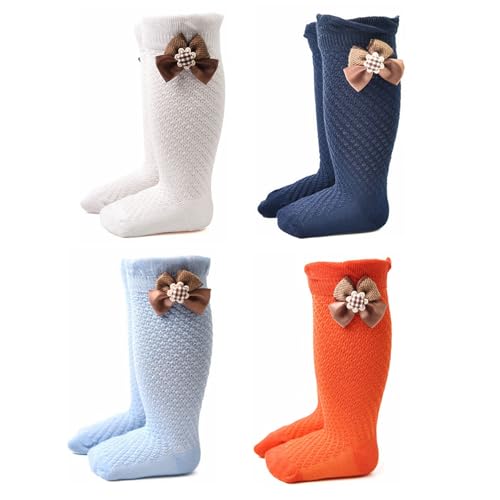 Baby Bow Knee High Socks Toddler Cotton Long Socks Infant Bow Ruffled Ruffle Uniform Stockings Girls Dress Socks2