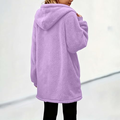 Girls Fleece Jacket with Hood Zip Up Long Winter Coat with Pockets Fall | Soft fleece jacket, hooded full-zip design and side pockets for girls, for school, travel, outdoor play and everyday wear - image 8