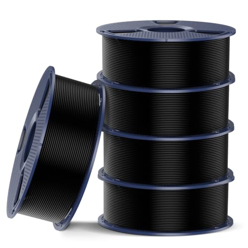SUNLU 5KG PETG 2.0 Filament, Enhanced PETG 2.0 3D Printer Filament, 1KG per Spool, 5kg Total, Black*5