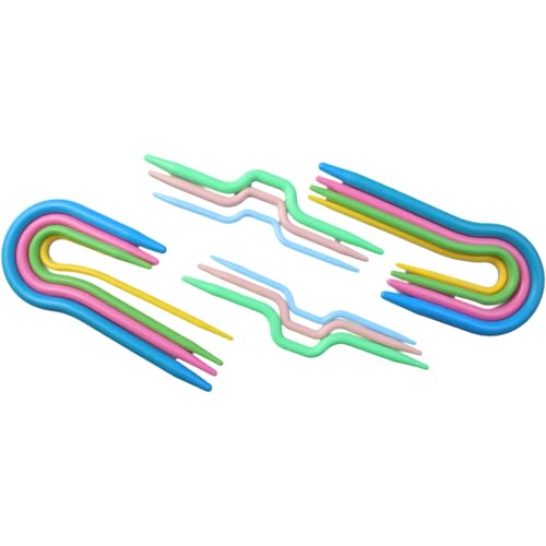Image of FDXGYH 14pcs U Shape Multicolor Bent Cable Stitch Holder Needles Plastic Twist Curved Hand Knit Knitting Needles