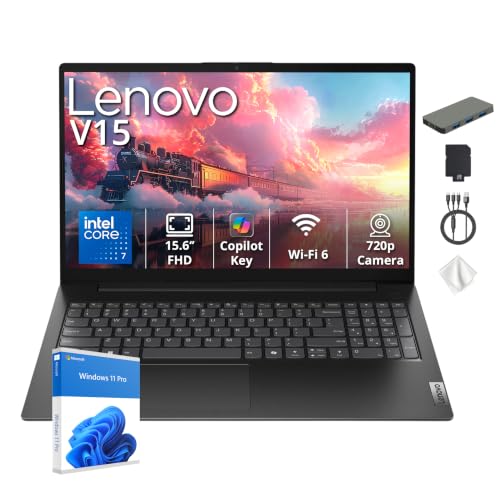 Image of Lenovo V15 Gen 5 15.6 inch FHD Business Laptop, Intel Core 7 240H, Intel Graphics, 16GB DDR5, 2TB Storage(1TB SSD+1TB Docking Station Set), Numeric Keypad, 720p HD Camera, Wi-Fi 6, Windows 11 Pro, Black