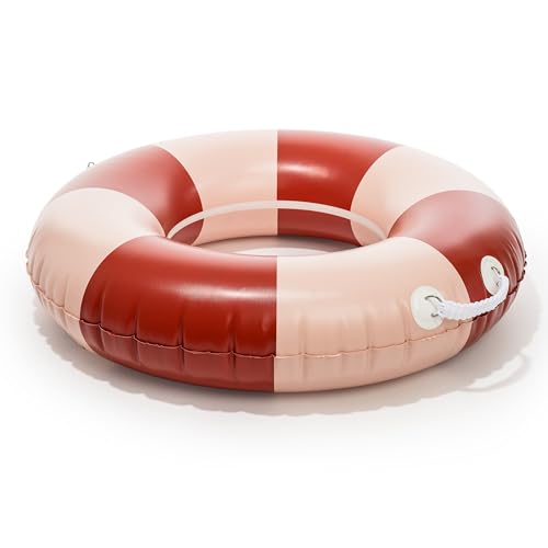 Business & Pleasure Co. Classic Pool Float - Vintage Inflatable Pool Ring - Riviera Pink - S/M