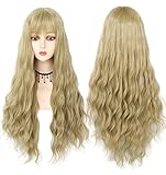 IMEYLE Wig Blonde Cosplay Wig Long Blonde Wig With Bangs Wavy Wig Heat Resistant For Halloween...