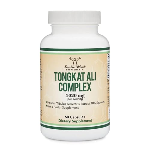 Tongkat Ali Extract - Ultra High Potency 200:1 - for Men (Longjack) Eurycoma Longifolia 1000mg per Serving 60 Capsules - with 20mg Tribulus Terrestris (Third Party Tested) by Double Wood