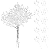 Kisangel 50 Stems Artificial Bouquet with Acrylic Bead Drops Spray for Wedding DIY Craft Floral Stems Flexible Decorative Flower Branches for Home Decor and Bridal Bouquets