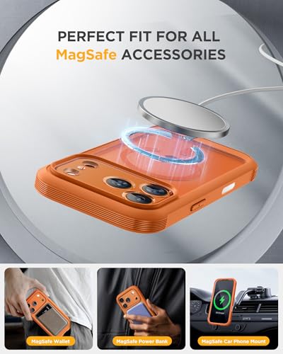 Image of miracase for iPhone 17 Pro Privacy Series Case, Magsafe, Orange | Built-in Privacy Screen Protector | 360 Full Protection | Colored Bezel & Clear Back | Shock-Absorbent | 6,3 Inch