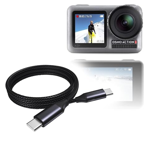 Câble DJI Osmo Action BoxWave DirectSync PD 100W USB-C tressé noir de 0,9 m pour recharge rapide