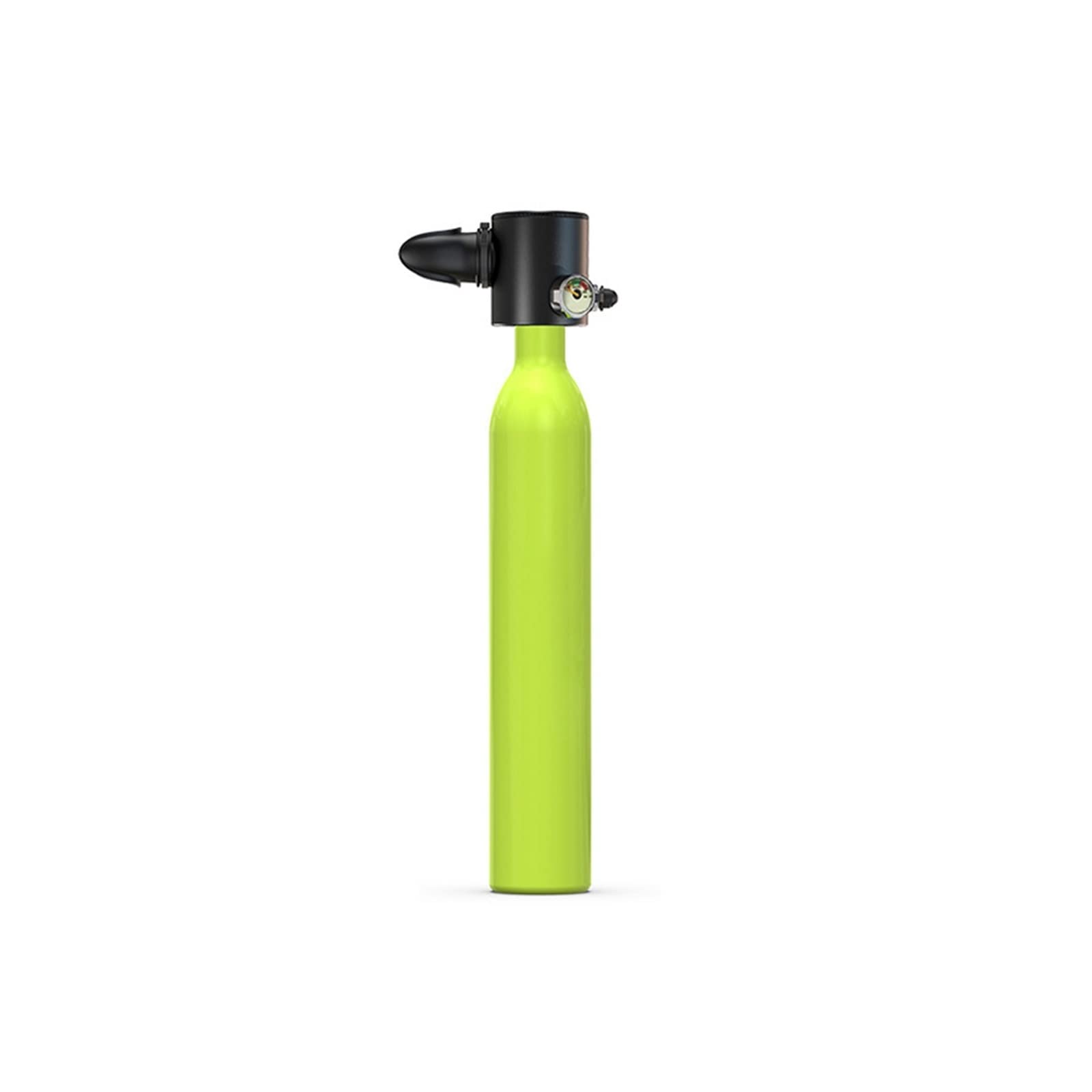 Portable Dive Cylinder, Outdoor Diving Equipment Swimming Supplies 0.5Lmini Oxygen Cylinder Respirator(Green+Breathing Valve)