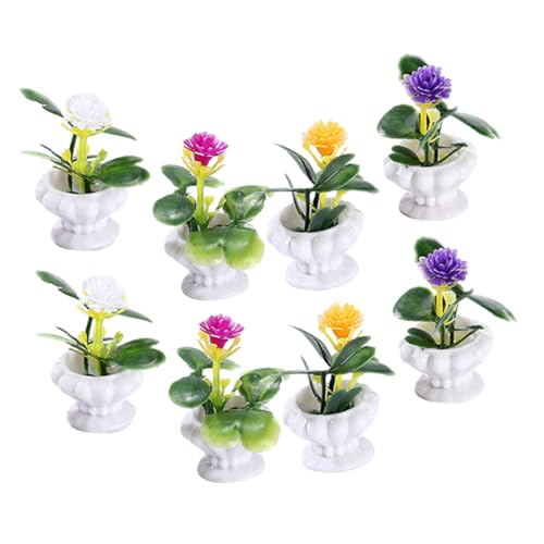 MUSISALY 8個 ミニチュア盆栽 ミニハウス装飾用色観葉植物 模型 小型 ハウス盆栽飾り 可愛い室内インテリア