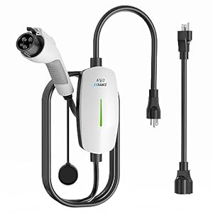 EVDANCE Level 1 LEVEL2 EV Charger 16A Amp 110V-240V 25ft Portable Electric Vehicle Charging Station with NEMA 6-20 Plug, 5-15 Adapter for J1772 Electric Cars