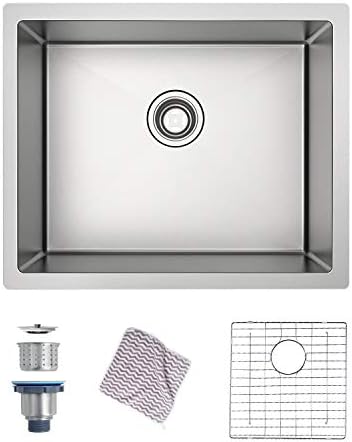 MENSARJOR Kitchen sink, Undermount Kitchen Sink 16 Gauge Single Bowl SUS304 Stainless Steel(22.6 X 18 X 10)