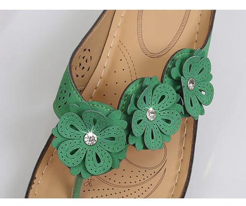 Wedge Sandals for Women Flip-Flops: Adjustable Hook Loop Flower Summer Womens Sandals Flip Flops2