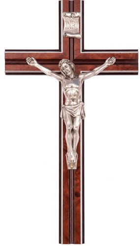 Crucifix. Hecho de madera de 25 cm de alto. Cruz de madera. Cuerpo de metal. Regalo. Regalo de comunión. Confirmación presente. Católico tradicional