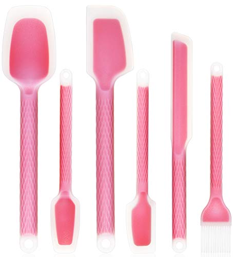 Silicone Spatula Set Heat-Resistant Spatula - Non-Stick Rubber Spatula for Cooking Baking and Mixing 6 Piece Set Red