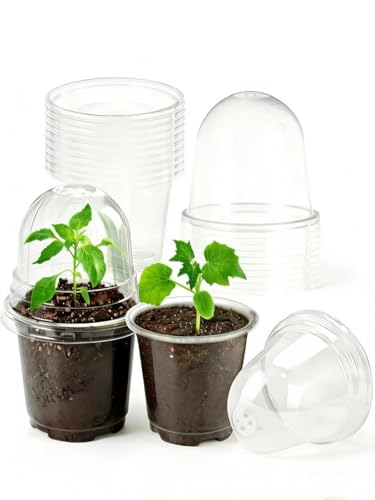 JOPY 4-Inch Plastic Nursery Pots with Humidity Dome