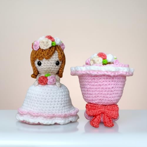 Image of Handmade Reversible Crochet Doll to Bouquet, Perfect for Girlfriend & Wife Birthday, 11cm Doll, Personalized Romantic Decor with Flower Crown