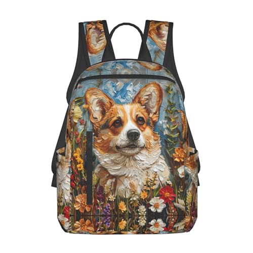Sac à dos ordinateur léger écossais rouge noir et motif Corgi