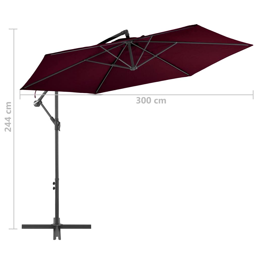 Parasol ogrodowy parasol przeciwsłoneczny dla roślin, parasol przeciwsłoneczny z aluminiowym masztem bordowym 300 cm