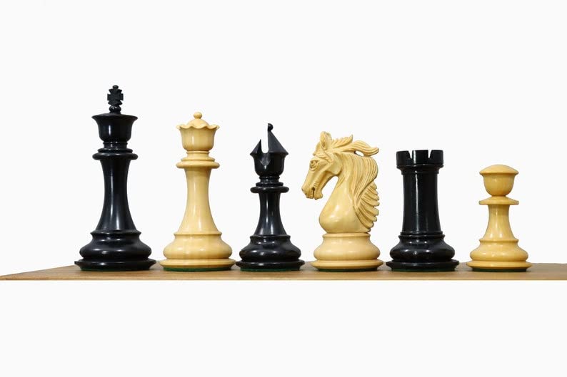 The Persian Knight - Set di scacchi di lusso in legno di ebano e bosso naturale con 2 regine extra, 11,2 cm King Triple Weighted