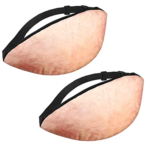 2 Stück Fake Beer Belly Waist Pack Unisex Men Fanny Pack 3D Waterproof Funny Gag Gifts for Christmas Gift Exchange, beige Cover