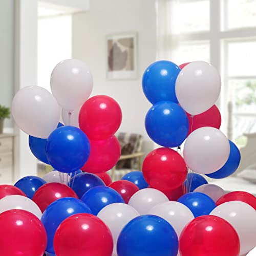 Image of 300 Pack Red White and Blue Balloons 100 of each of the 3 colors 12 inch Red White Blue Party Balloon Bulk for Various Party Events Decorations