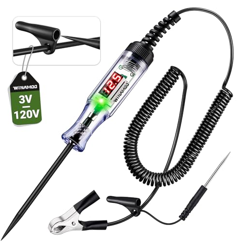 WINAMOO Automotive Test Light with 3-120V LED Digital Voltage Display Auto Circuit Tester with Voltmeter & Dual Color Polarity Indicate Electric Test Pen w/Stainless Probe for Car/Truck/SUV Checker