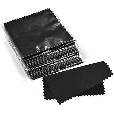 SEVENWELL 50pcs Jewelry Cleaning Cloth Black Polishing Cloth for Sterling Silver Gold Platinum Small Polish Cloth 8x8cm Cover