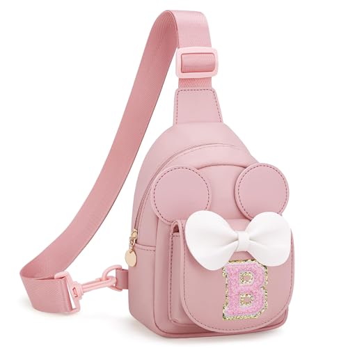 Image of Initial Purse for Girls Kids,Birthday Gifts for 3-8 Years Old | Personalized Crossbody Bag, Small Toddler Sling Bags Cute Fanny Pack, Gifts for Daughter Sister Grandkids, Pink B