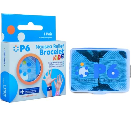 Image of P6 Motion Sickness Bands for Kids Children's Wristbands for Anti Nausea Sea Cruise Travel Car Sickness All-Natural Non Drowsy Relief (1 Pack, Blue)