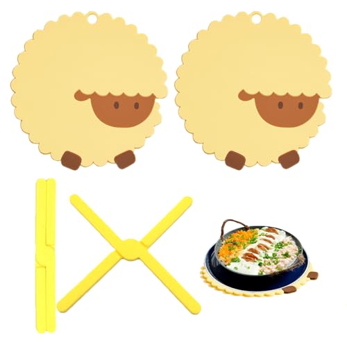 KASESSS 4 Piezas Salvamanteles Silicona, Manteles Individuales Redondos, Salvamanteles Plegable, Multiusos Salva Sartenes, Protector Sartenes Silicona Protege la Superficie de la Mesa del Calor