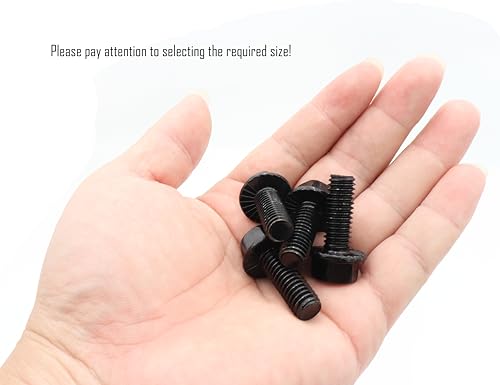 Image of LBY 10pcs Hex Flange Bolt, 3 /8-16 x 1'' (Fully Threaded) Flanged Hex Head Bolts, Flange Hexagon Screws, 304 Stainless Steel, Galvanized (Black)