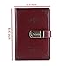 JunShop Digital Password Journal with Lock Retro Privacy Diary with Combination Lock Leather Binder Notebook Locking Journal Diary (Wine Red)