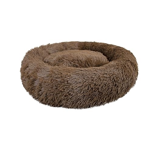 YAGU Cama Antiestres Perro Tipo Donut T-2 (65x65x15 cm) – Cama para Perros y Gatos Suave y Acolchada – Cama Redonda Perro Antiestrés con Tejido Calmante, Lavable y Base Antideslizante - Marron