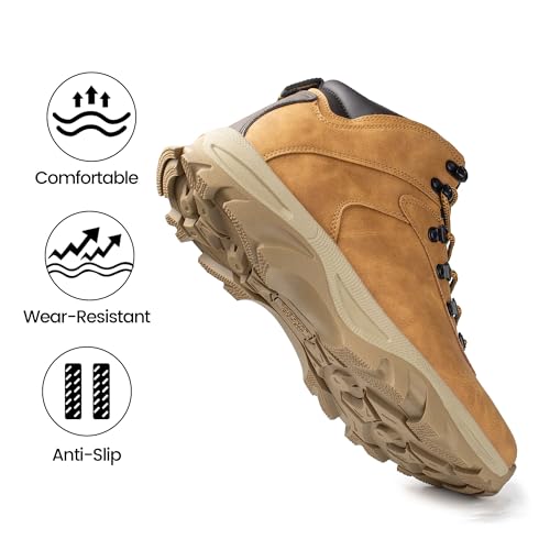 Image of CC-Los Men's Waterproof Work & Hiking Boots - Soft Toe Slip-Resistant with Cushioned Midsole Size 7-13.5