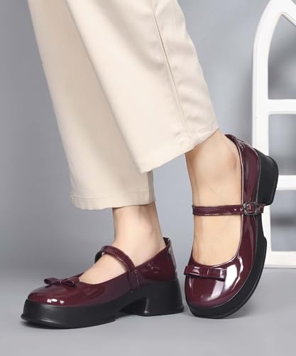 Image of JM LOOKS Elegant Single Strap Platform Mary Janes for Women Showcasing A Chic Bow Detail and Durable Block Heels