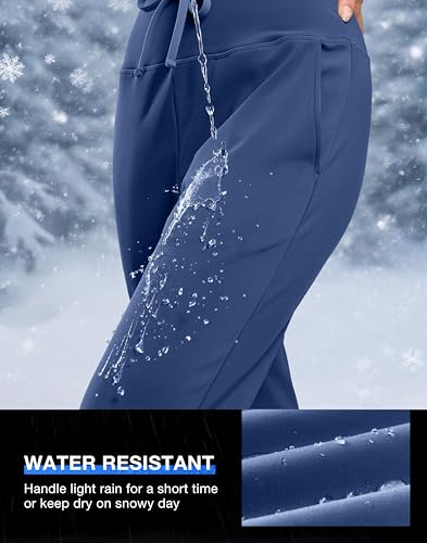 Image of G Gradual Women's Fleece Lined Joggers with Zipper Pocket Water Resistant Running Hiking Pants Winter Warm Thermal Sweatpants