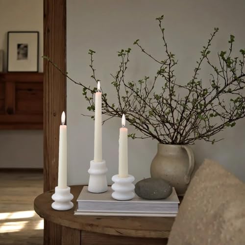 Vixdonos Marble Candle Holder Set of 3 Taper Candle Candlestick Mantle Candle Stand for Home Decor,Wedding,Party and Table Centerpieces(White) by Vixdonos - Image 6