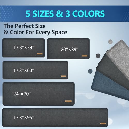 Image of Anti Slip 7 /8 inchs Anti Fatigue Kitchen Floor Mat, Ergonomic Comfort Standing Mat, Waterproof Kitchen Rug for Home, Kitchen, Office, Laundry, Garage (Deep Gray, 17.3 inch x 39 inch -0.87 inch)