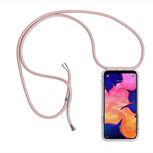 FMPCUON Funda Compatible with Huawei P40 Lite 5G Case Transparente Silicona TPU Cover - Carcasa de movil con Cuerda para Colgar [Ultra Fina Caso + Vidrio Templado] [Garantía de por Vida]