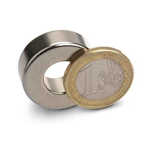 Anello magnetico da 26,0 (diametro) x 12,0 x 9,0 mm, supermagnete al neodimio N45 in nichel, con tenuta di 15,4 kg