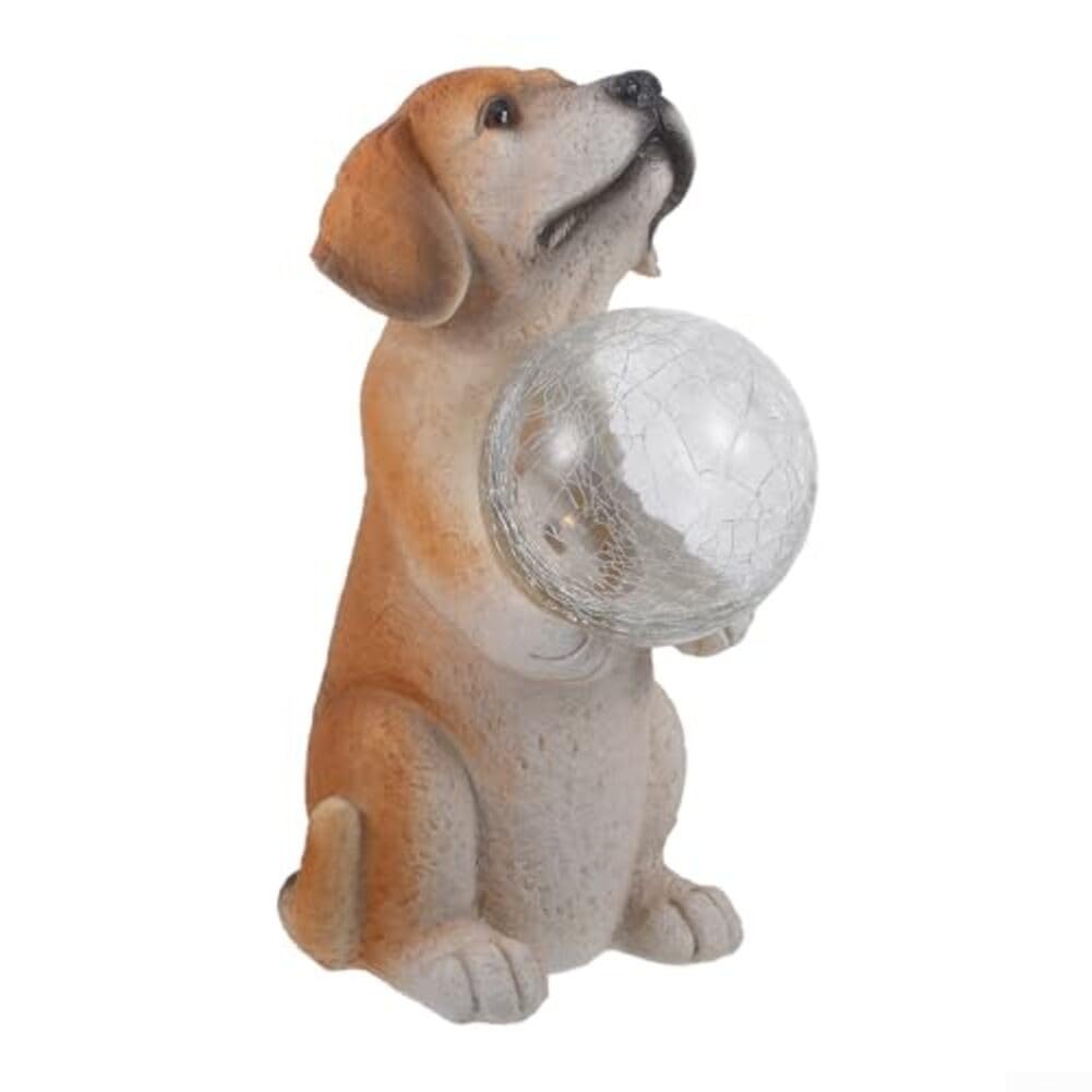 Figurine de chien solaire extérieur pour décoration de jardin, pelouse et terrasse en résine