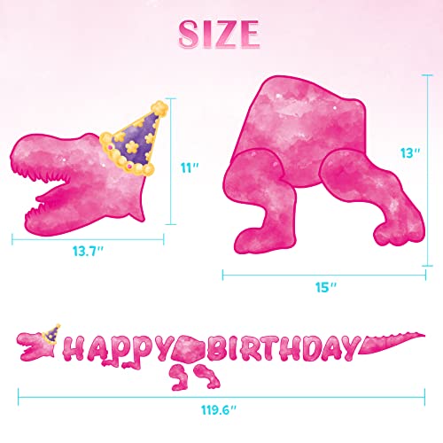 Watercolor Dinosaur Happy Birthday Banner - Dinosaur Birthday Party Decorations For Girls Kids Pre-Strung T-Rex Hanging Wall Decor Dino Party Supplies #TOP4