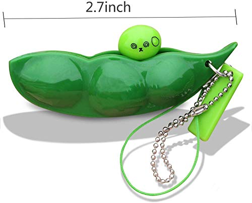 3 Stück Quetschbohnen Schlüsselanhänger Squishy Erbsenkapsel Stress Spielzeug Squishy Sojabohnen Anhänger Spielzeug bringen Spaß Schlüsselanhänger Handykette Tasche Anhänger für Kinder reduziert