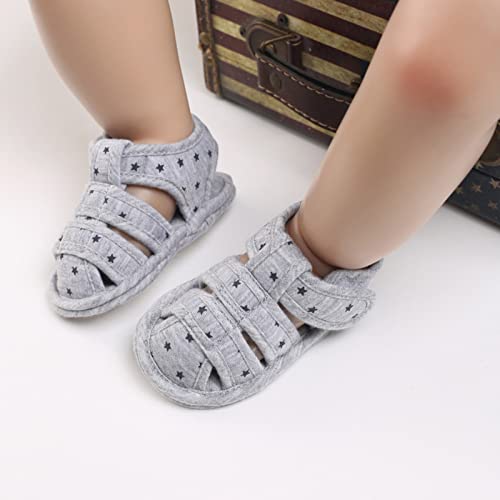 Baby Girl Sandals Infant Boys Star Non Slip Rubber Sole Beach Outdoor First Walkers Crib Shoes Ankle Strap Flats3