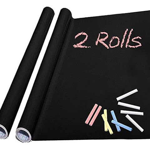 Chalkboard Paper 2 Rolls- 10 Colored Chalk - Chalkboard Vinyl Sticker Wallpaper (17.4" x 78.7") Cover