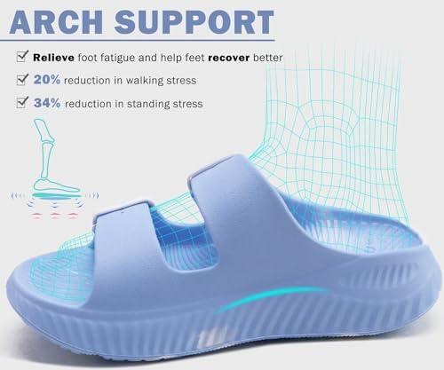Image of KuaiLu Womens Recovery Sandals With Comfortable Plantar Fasciitis Arch Support, Orthotic Adjustable Thick Cushion Sport Slides Reduces Stress on Feet, Joints & Back Post-Exercise